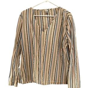 Prana Multicolor Striped V-Neck Blouse - women’s xl